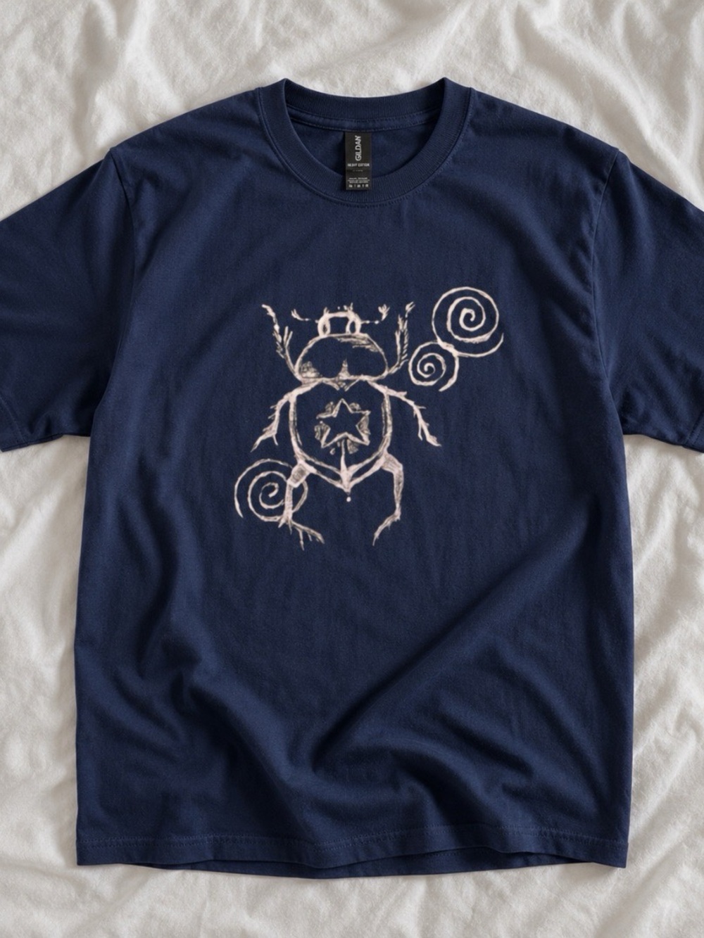 Navy Bug Graphic Tee Embroidered Style Print